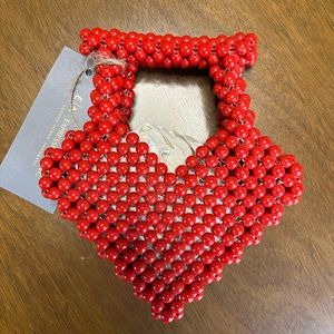 Mini beaded heart bag